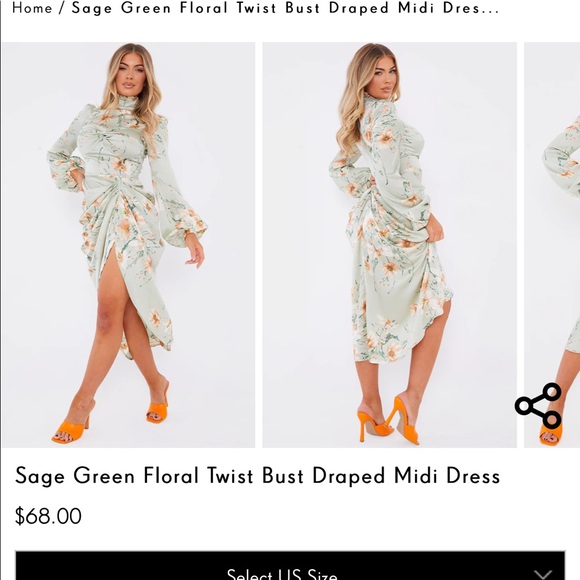 sage green floral twist bust draped midi dress Tita maxi dress main image 1